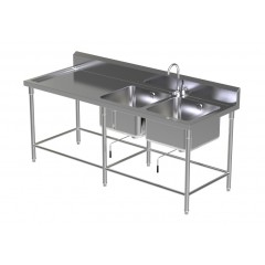 DOUBLE SINK TABLE W/FAUCET 6